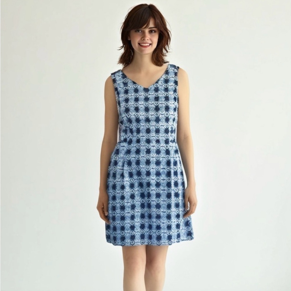 Tommy Hilfiger Blue Patterned Sleeveless Dress Size 8